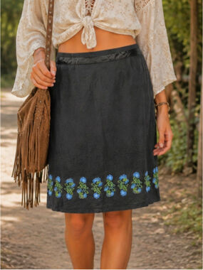VTG Of The Earth Hemp Silk Blend Midi Skirt L